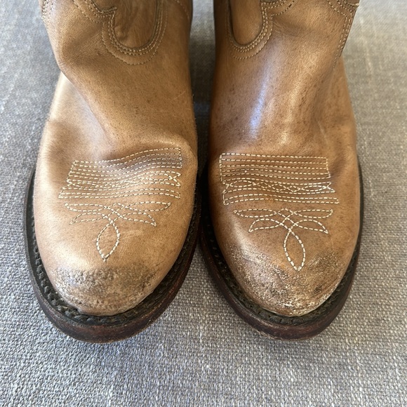 RARE Golden Goose Tan Distressed Side Zip Leather Western Riding Boots Size 36 - Picture 4 of 13